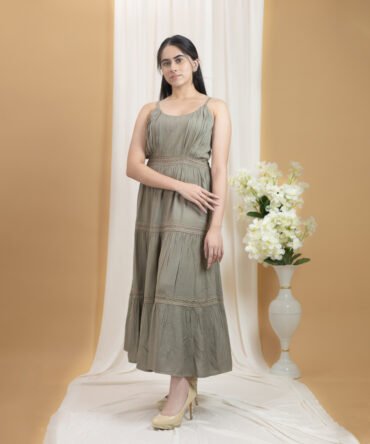 Rayon Dress With Laces On Tier