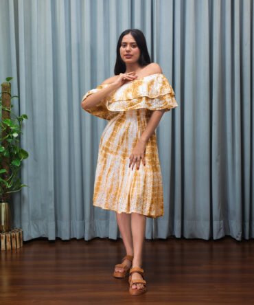 Tie-Dye Cotton Eyelet Midi Dress