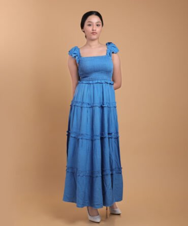 Rayon Ruffle Maxi Dress