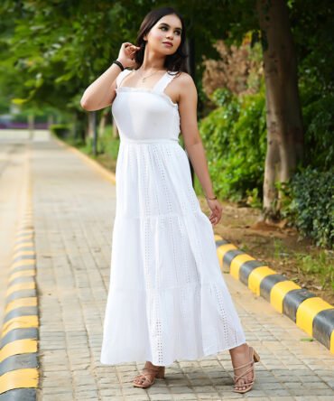 Smocked Straps Maxi Dress Eyelet Dress