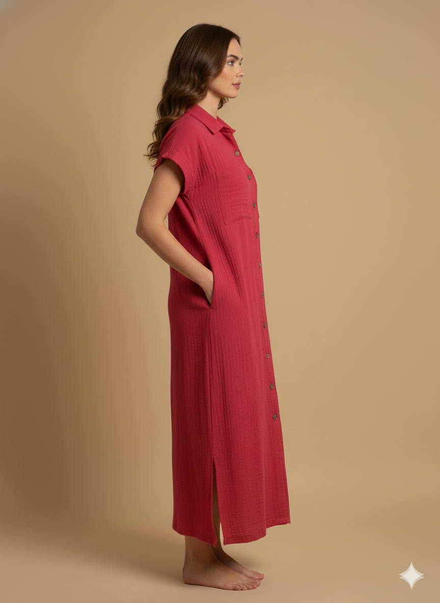 Raspberry Red Cotton Dress