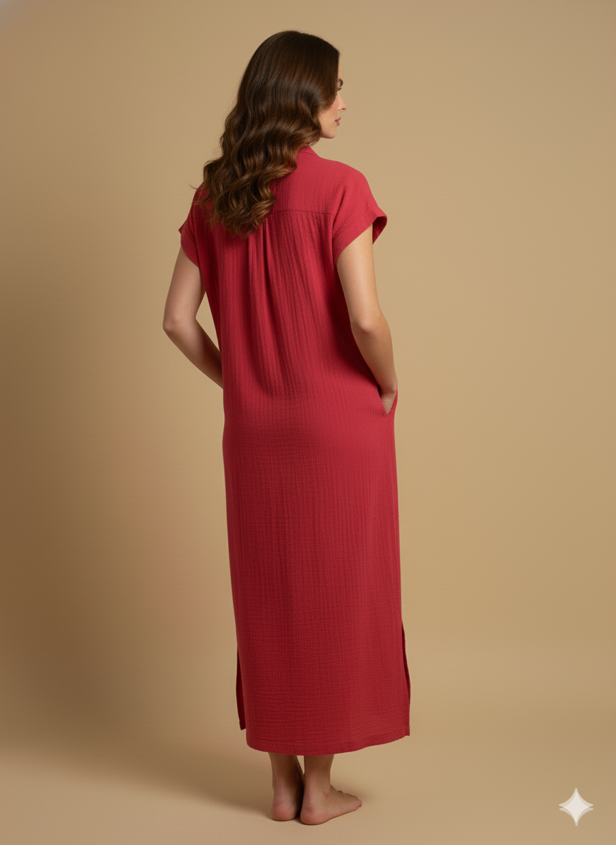 Raspberry Red Cotton Dress